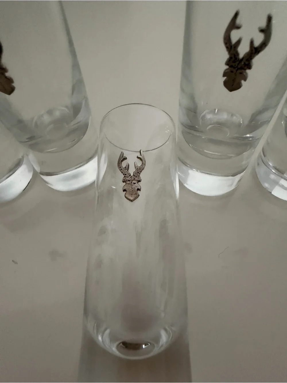 5 Deer Stag Antlers Head Skull Shot Glasses ~ Clear 2oz Unbranded Rustic Barware
